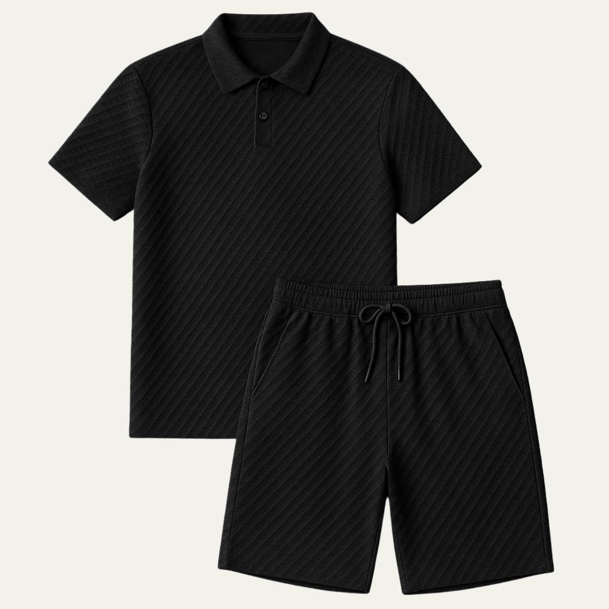 Richard - Textured Polo & Shorts Set | By Mason & Reed London