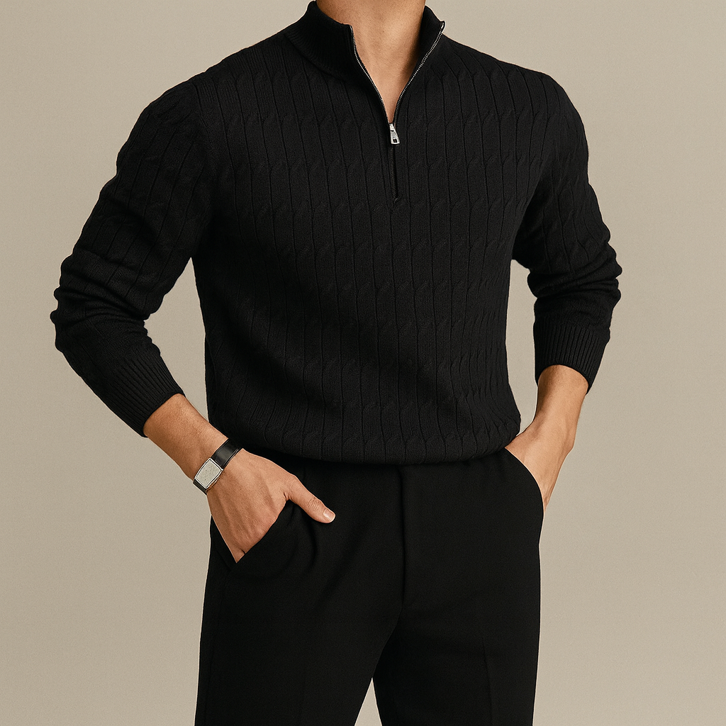 Aaron - Crest Zip Knit | By Mason & Reed London