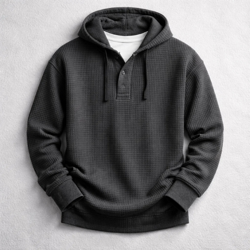 Wells - Waffle Knit Pullover Hoodie | By Mason & Reed London