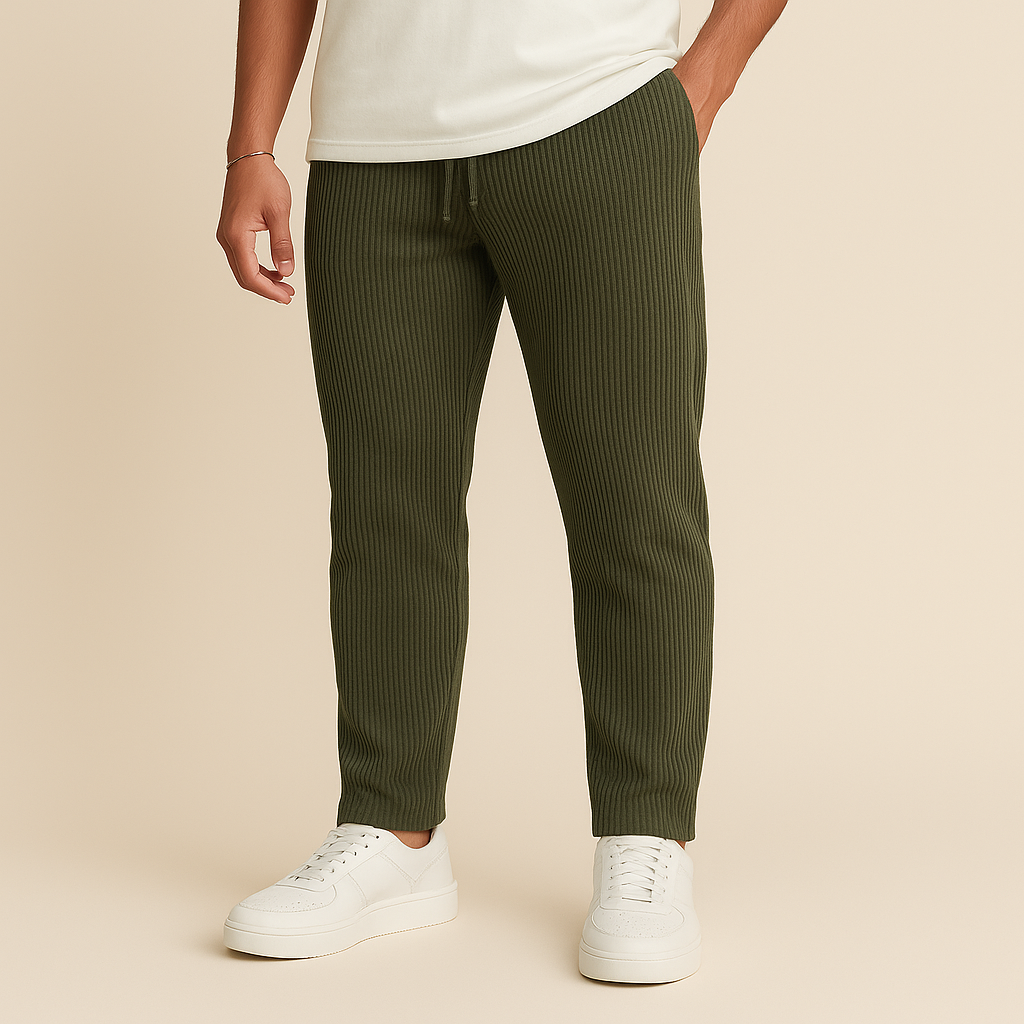 Oscar - Ribbed Tube Leg Trousers | By Mason & Reed London