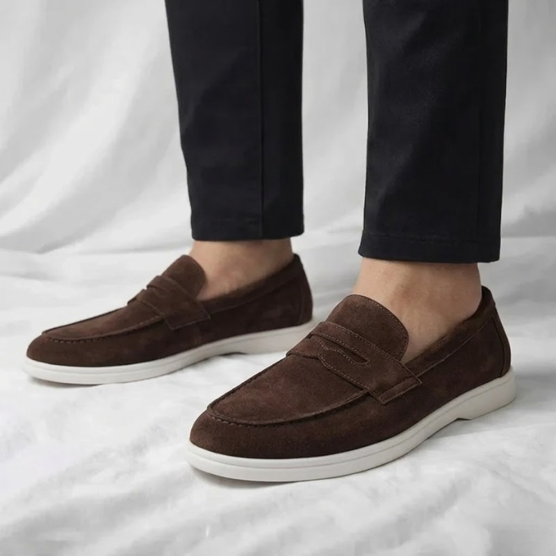 Fallon - Classic Suede Penny Loafers | By Mason & Reed London