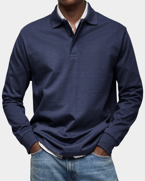 Brennan - Premium Knit Long Sleeve Polo | By Julian & Claire Toronto