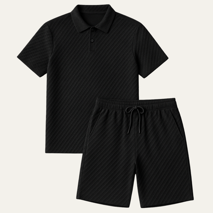 Richard - Textured Polo & Shorts Set | By Mason & Reed London