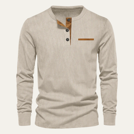 William - Textured Long Sleeve Henley Shirt | By Mason & Reed London