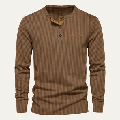 William - Textured Long Sleeve Henley Shirt | By Mason & Reed London