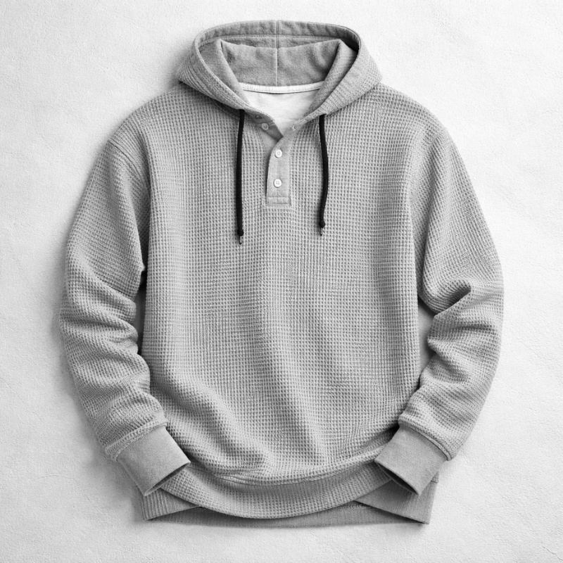Wells - Waffle Knit Pullover Hoodie | By Mason & Reed London