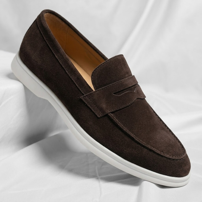 Fallon - Classic Suede Penny Loafers | By Mason & Reed London