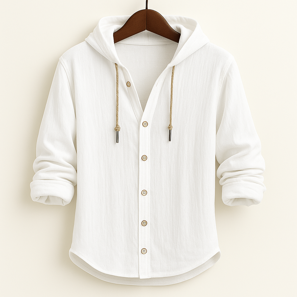 Milton - Relaxed Hooded Button-Up Shirt | By Mason & Reed London