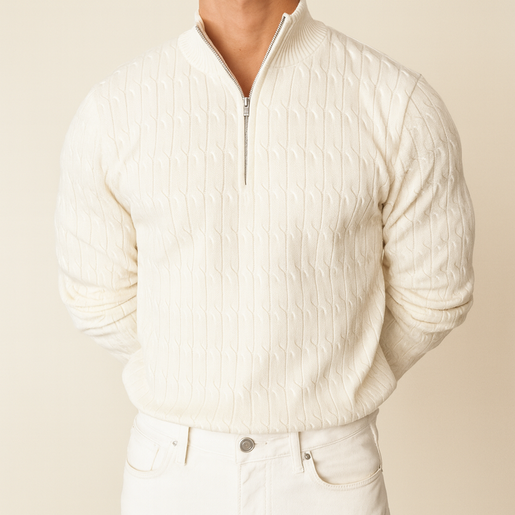 Aaron - Crest Zip Knit | By Mason & Reed London