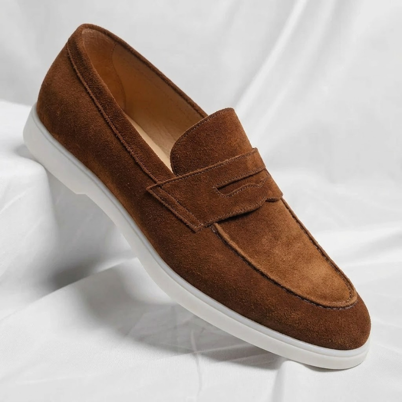 Fallon - Classic Suede Penny Loafers | By Mason & Reed London