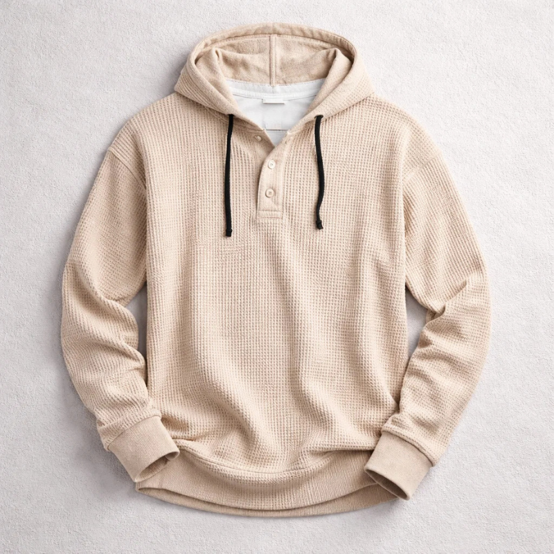 Wells - Waffle Knit Pullover Hoodie | By Mason & Reed London