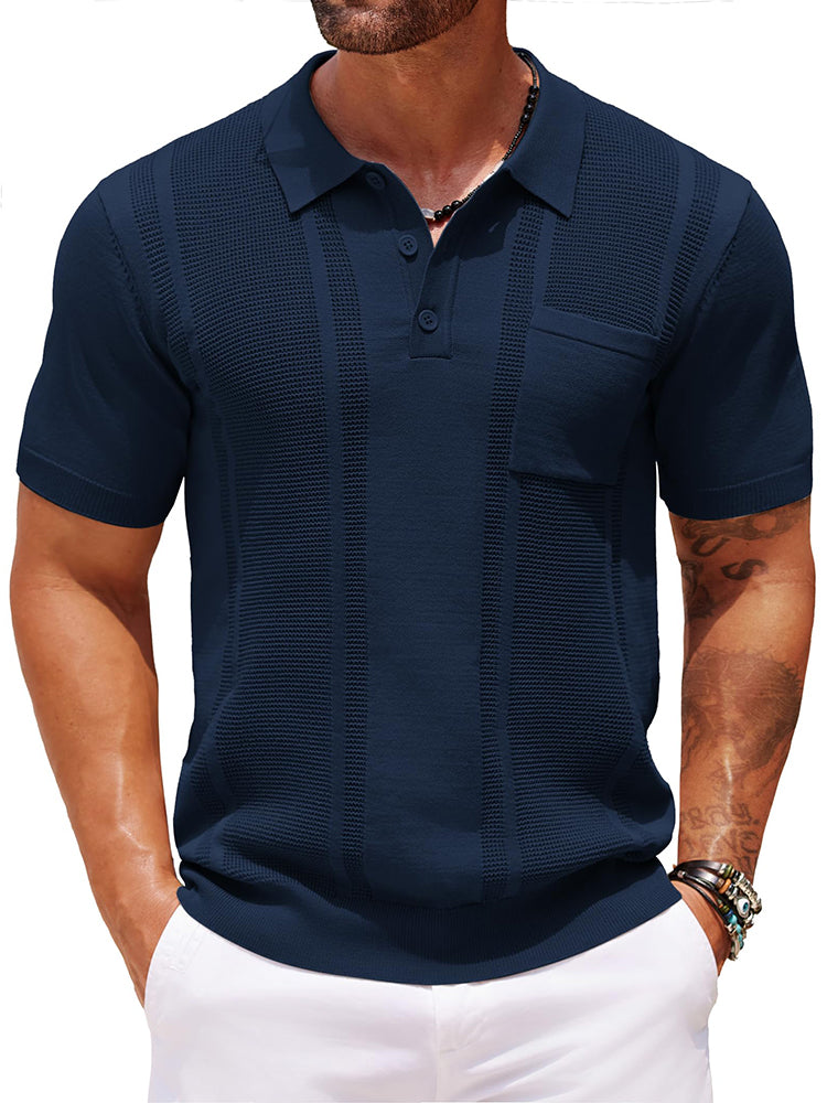 Dave - Casual Textured Knit Polo | By Mason & Reed London