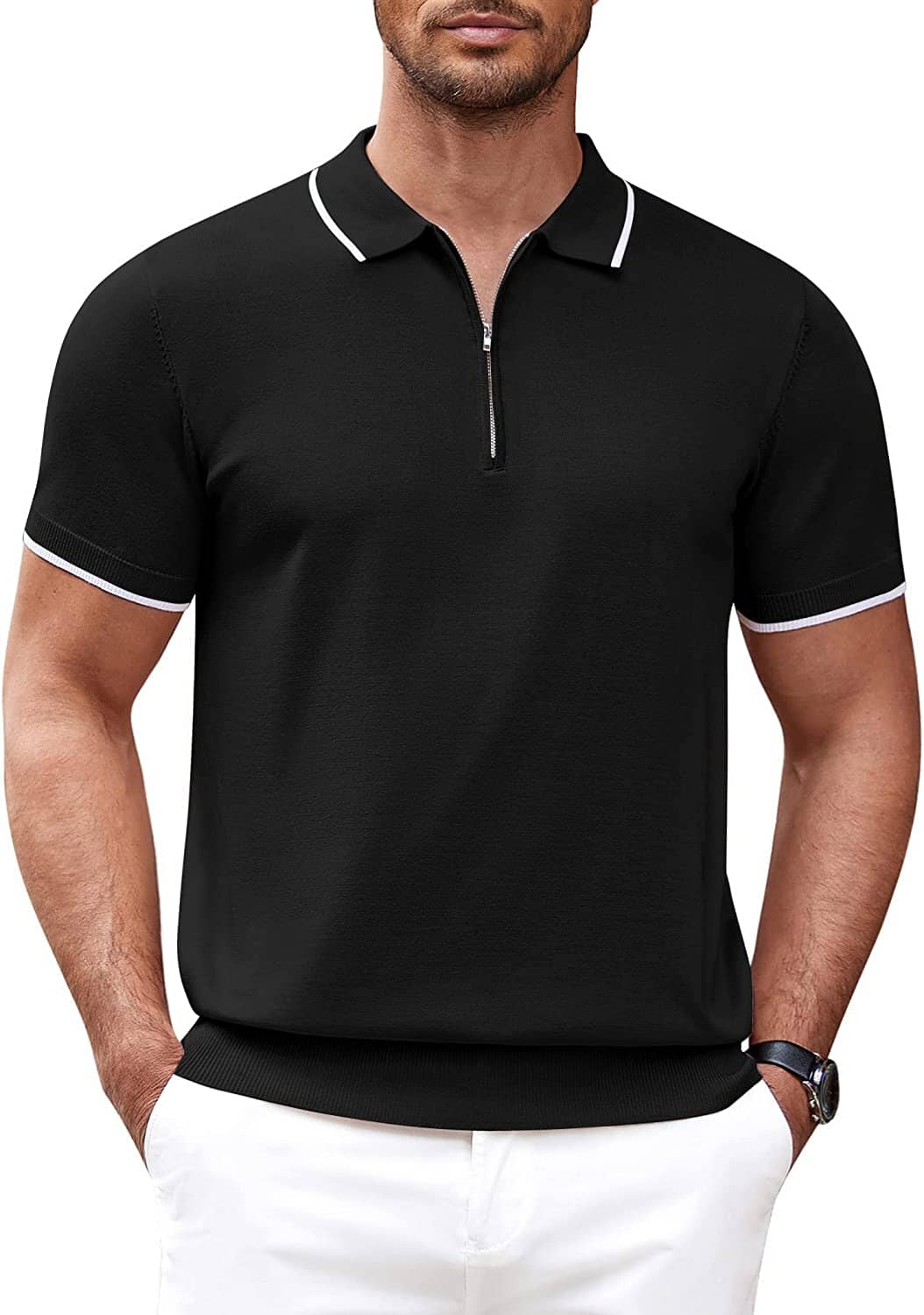 Miller - Modern Knit Zipper Polo | By Mason & Reed London