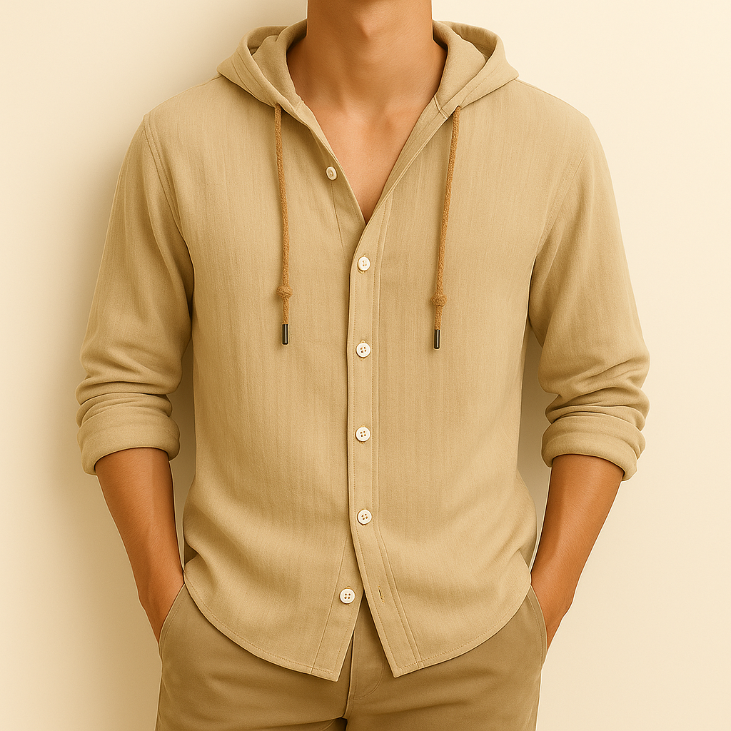 Milton - Relaxed Hooded Button-Up Shirt | By Mason & Reed London