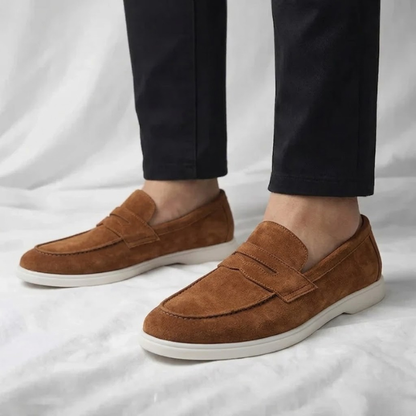 Fallon - Classic Suede Penny Loafers | By Mason & Reed London