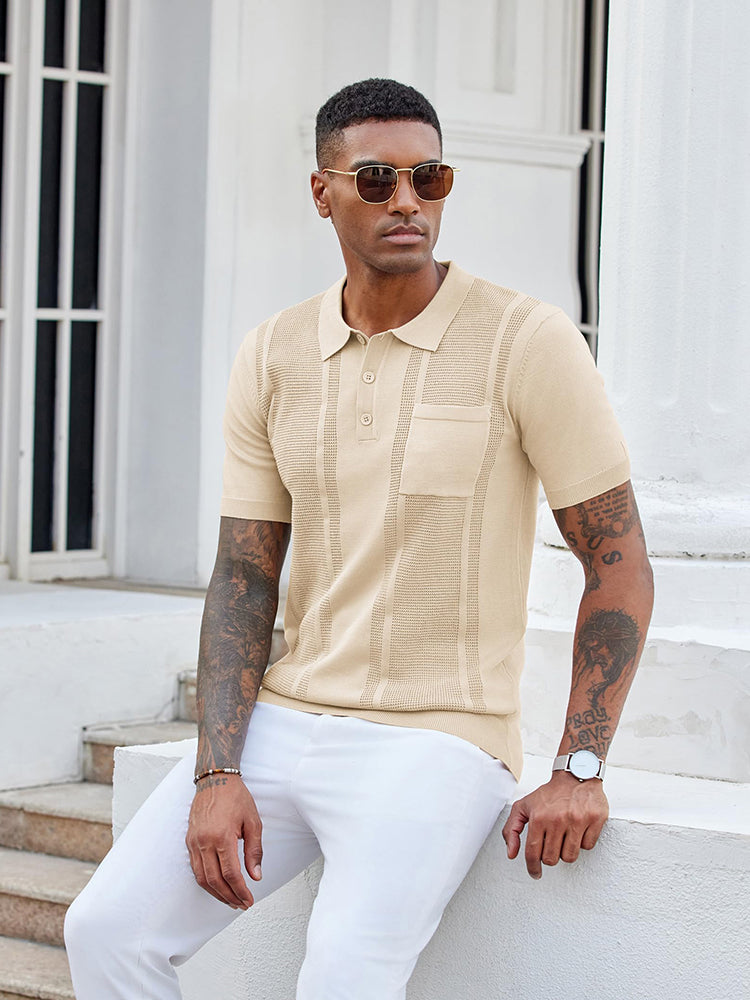 Dave - Casual Textured Knit Polo | By Mason & Reed London
