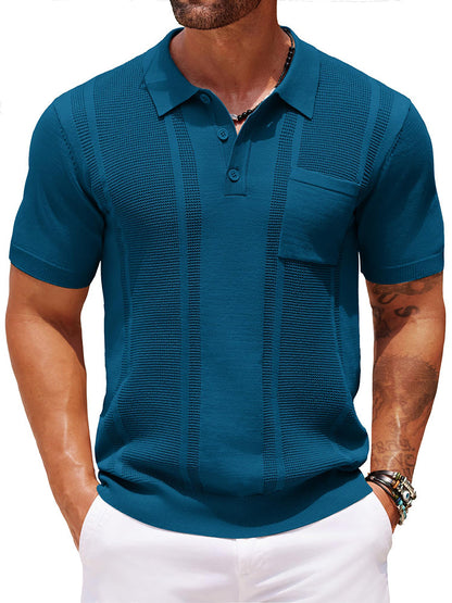 Dave - Casual Textured Knit Polo | By Mason & Reed London