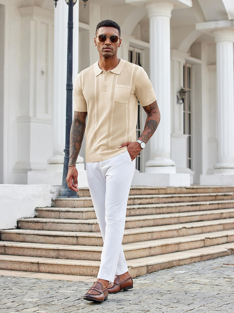 Dave - Casual Textured Knit Polo | By Mason & Reed London