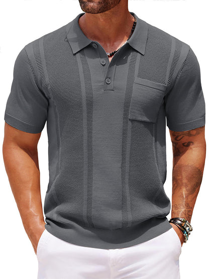 Dave - Casual Textured Knit Polo | By Mason & Reed London