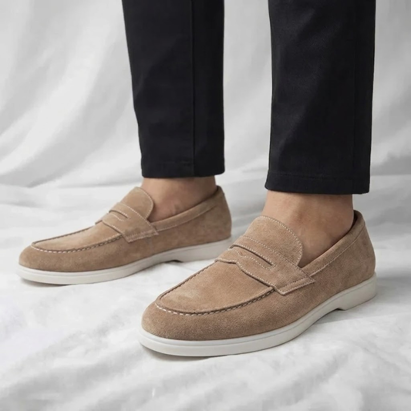 Fallon - Classic Suede Penny Loafers | By Mason & Reed London