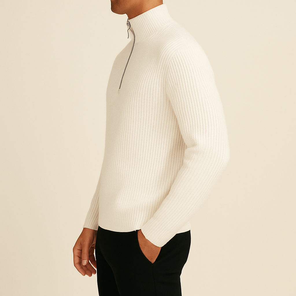 Luke - Ribbed Half-Zip Sweater | By Mason & Reed London