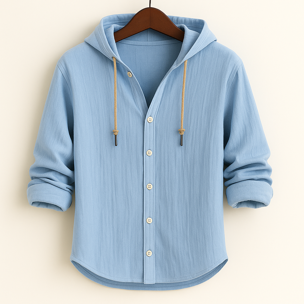 Milton - Relaxed Hooded Button-Up Shirt | By Mason & Reed London