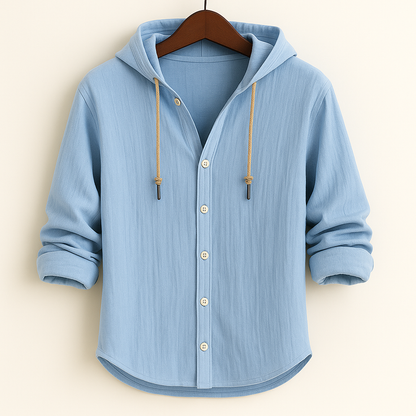 Milton - Relaxed Hooded Button-Up Shirt | By Mason & Reed London