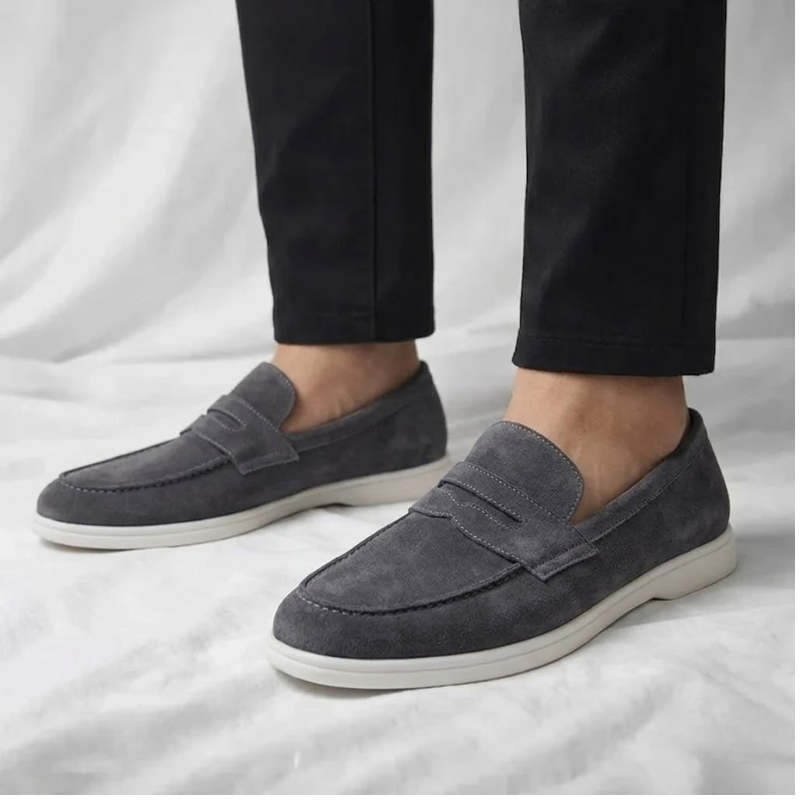 Fallon - Classic Suede Penny Loafers | By Mason & Reed London