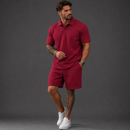 Richard - Textured Polo & Shorts Set | By Mason & Reed London