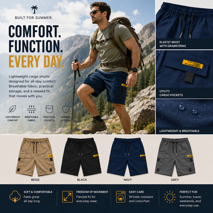 Norman - Casual Multi-Pocket Cargo Shorts | By Mason & Reed London