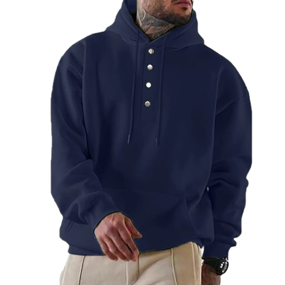 Chad - Everyday Buttoned Knit Hoodie | By Mason & Reed London