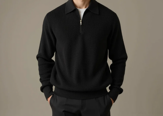 Julian - Knitted Zip-Up Sweater | By Mason & Reed London