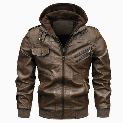 Rickey - Distressed Hooded Moto Jacket | By Mason & Reed London