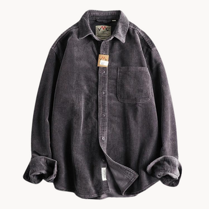 Gavin - Classic Brown Corduroy Long Sleeve Shirt | By Mason & Reed London