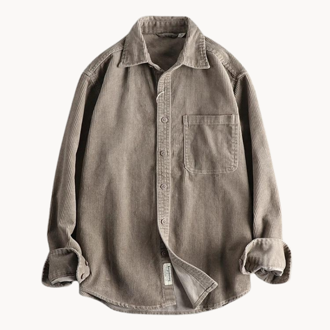 Gavin - Classic Brown Corduroy Long Sleeve Shirt | By Mason & Reed London