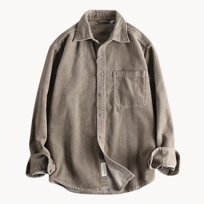 Gavin - Classic Brown Corduroy Long Sleeve Shirt | By Mason & Reed London