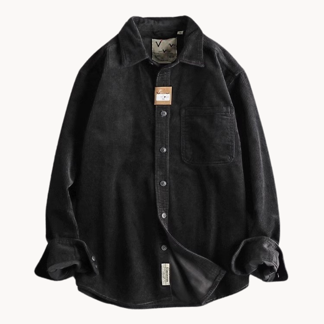 Gavin - Classic Brown Corduroy Long Sleeve Shirt | By Mason & Reed London