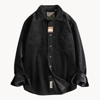 Gavin - Classic Brown Corduroy Long Sleeve Shirt | By Mason & Reed London