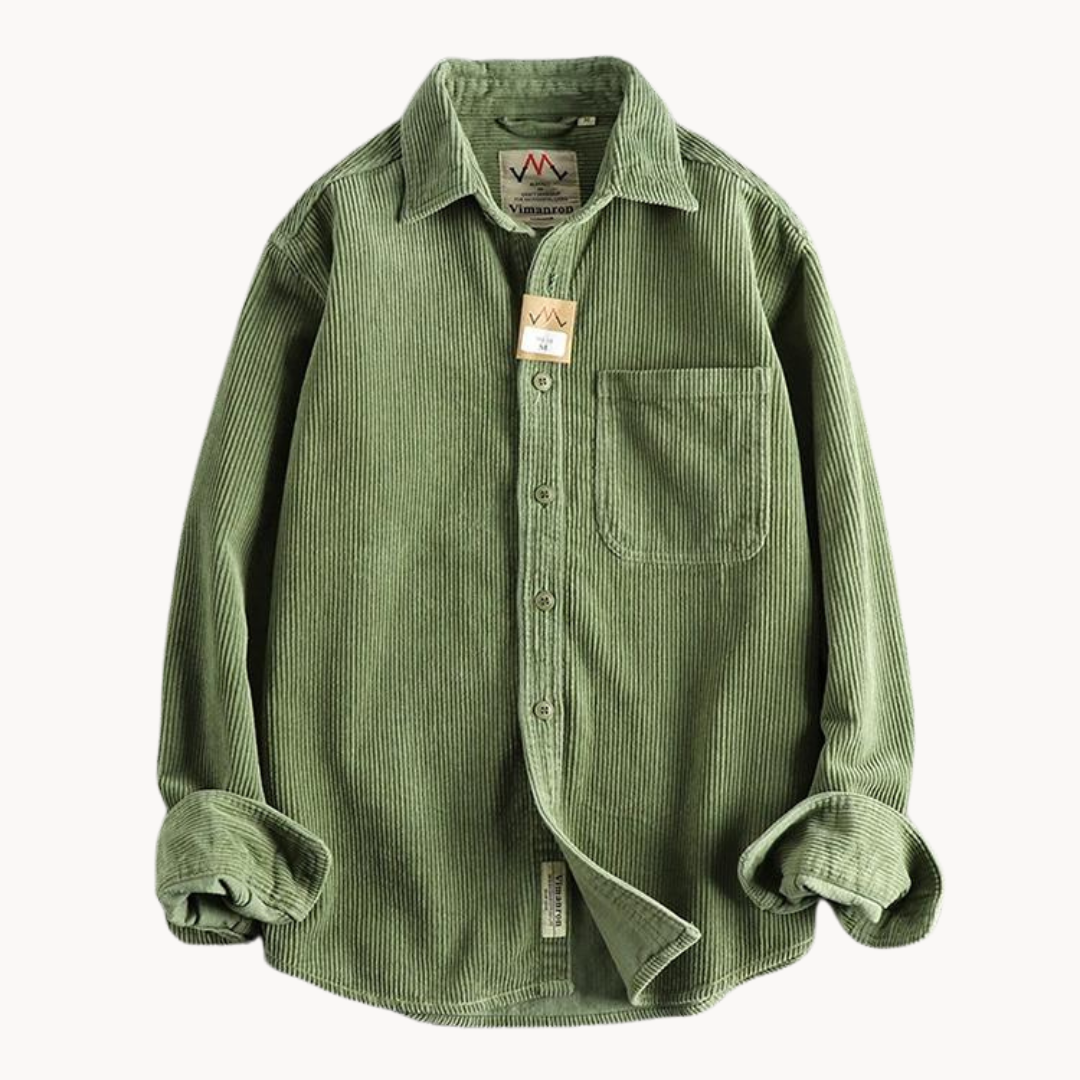 Gavin - Classic Brown Corduroy Long Sleeve Shirt | By Mason & Reed London