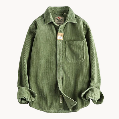 Gavin - Classic Brown Corduroy Long Sleeve Shirt | By Mason & Reed London