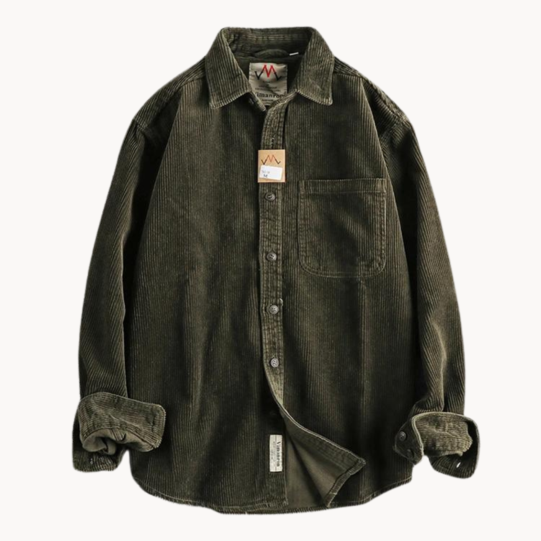 Gavin - Classic Brown Corduroy Long Sleeve Shirt | By Mason & Reed London