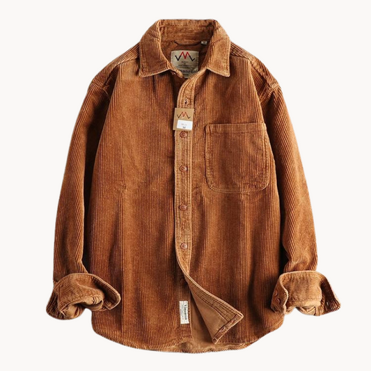 Gavin - Classic Brown Corduroy Long Sleeve Shirt | By Mason & Reed London