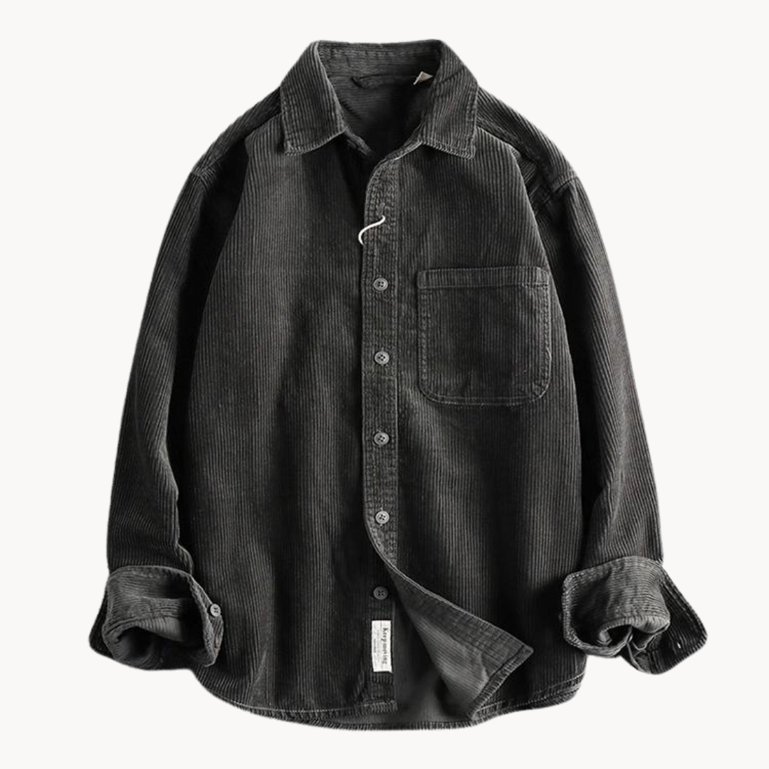 Gavin - Classic Brown Corduroy Long Sleeve Shirt | By Mason & Reed London