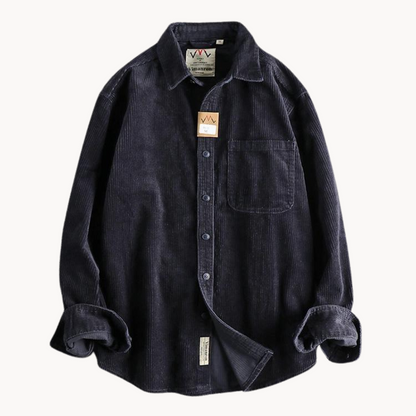 Gavin - Classic Brown Corduroy Long Sleeve Shirt | By Mason & Reed London