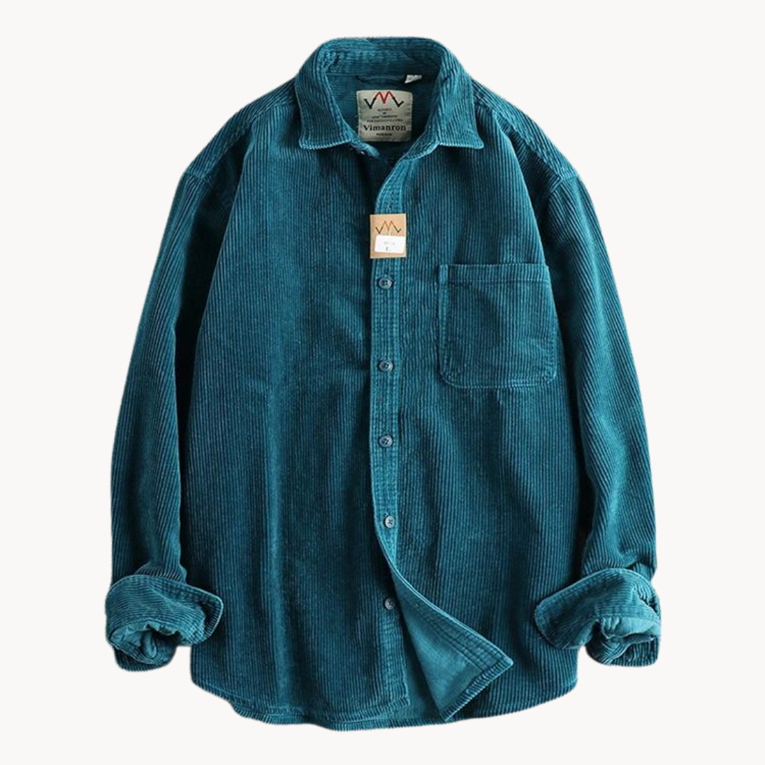 Gavin - Classic Brown Corduroy Long Sleeve Shirt | By Mason & Reed London