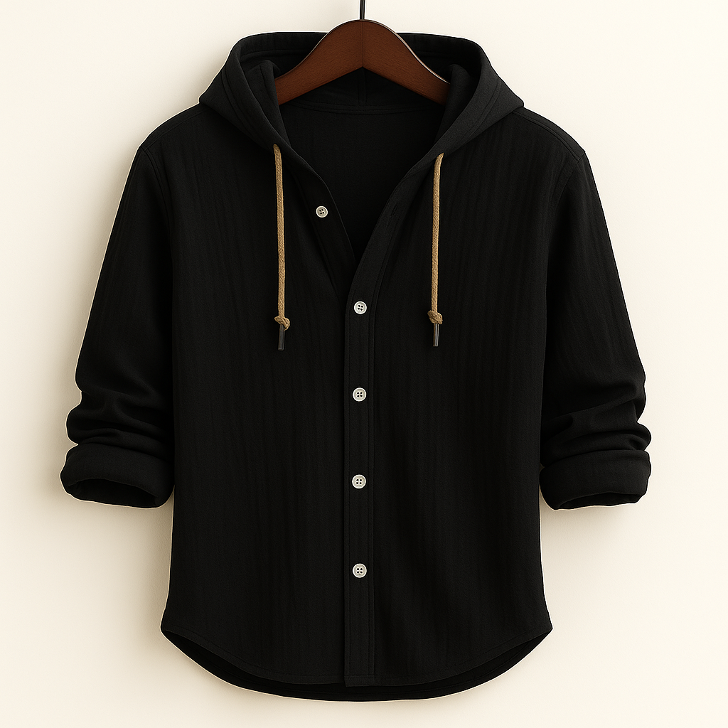 Milton - Relaxed Hooded Button-Up Shirt | By Mason & Reed London