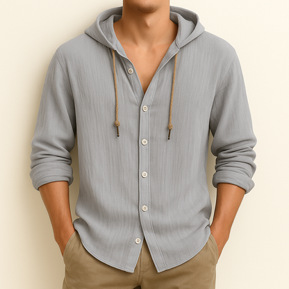Milton - Relaxed Hooded Button-Up Shirt | By Mason & Reed London