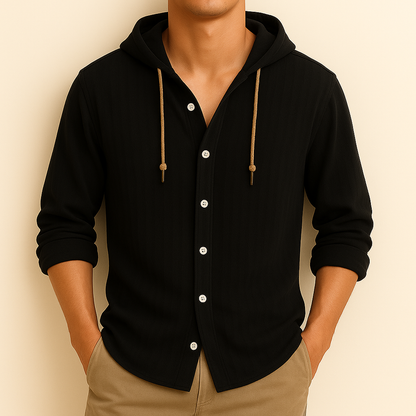 Milton - Relaxed Hooded Button-Up Shirt | By Mason & Reed London