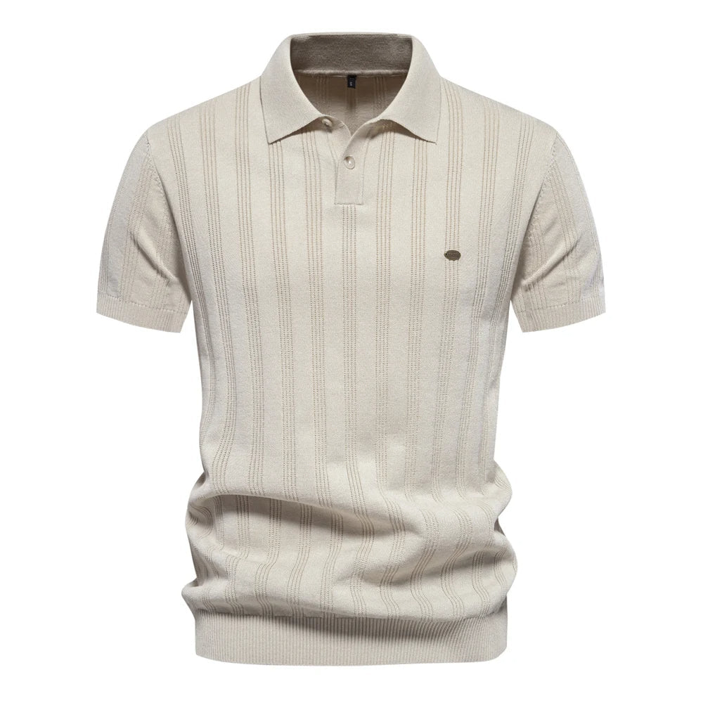 Brady - Classic Ribbed Knit Polo Shirt | By Mason & Reed London