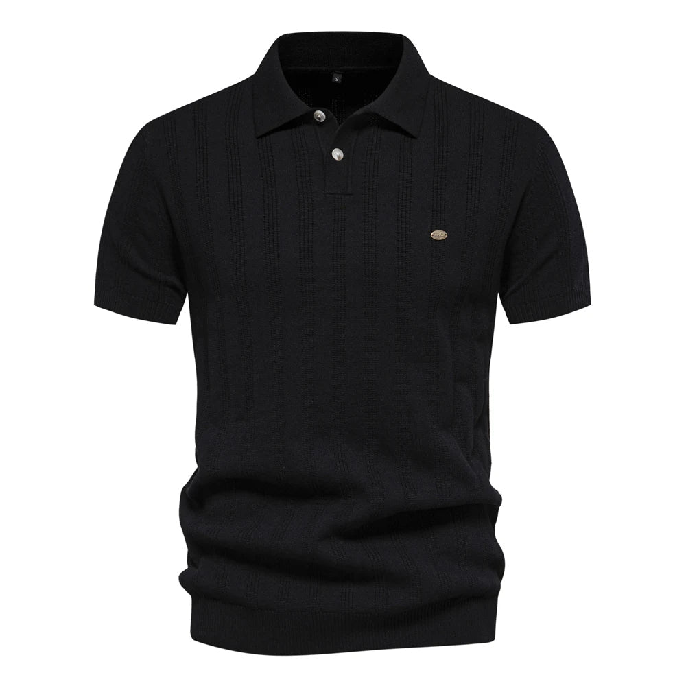 Brady - Classic Ribbed Knit Polo Shirt | By Mason & Reed London